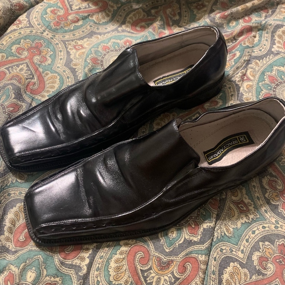 Stacy Adams Black Leather Slip-On Loafers